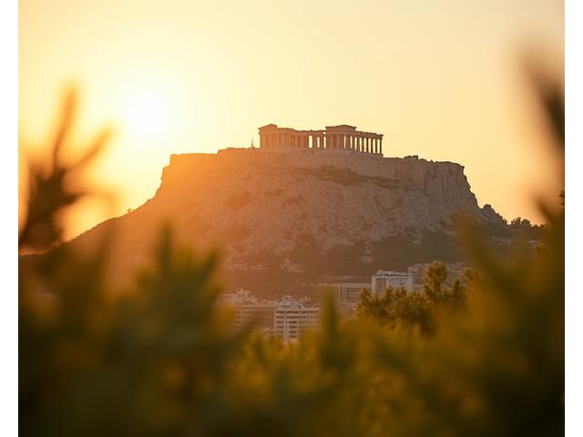 Πανοραμική άποψη της Ακρόπολης στην Αθήνα, με σύγχρονα στοιχεία