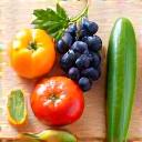 Εικονίδιο υγιούς διατροφής με φρέσκα φρούτα και λαχανικά