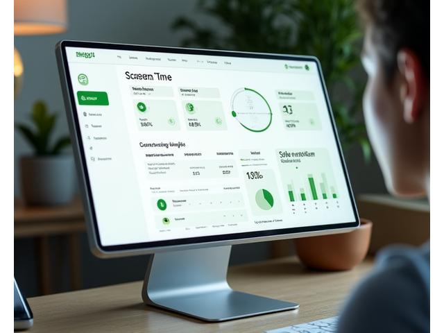 Πίνακας ελέγχου διαχείρισης χρόνου οθόνης με γραφικά και στατιστικά