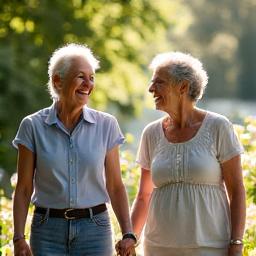 Ζευγάρι χαμογελαστό που απολαμβάνει τη στιγμή σε έναν κήπο