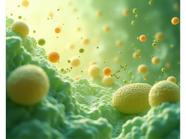 Εικονογράφηση κυττάρων και τροφίμων που δείχνουν την επιστήμη πίσω από τη λειτουργική διατροφή