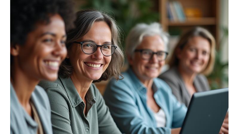 Διαφορετική ομάδα ανθρώπων που συνομιλούν αρμονικά σε ένα διαδικτυακό φόρουμ